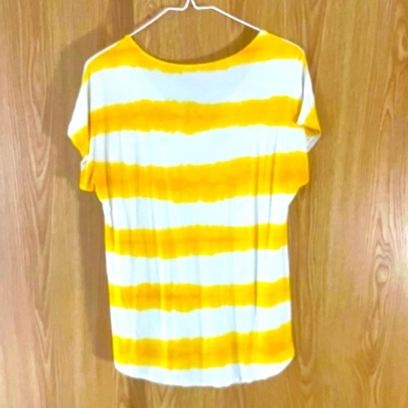 Yellow/White Striped with Sequins Oversized Career Tee Top - Picture 2 of 3